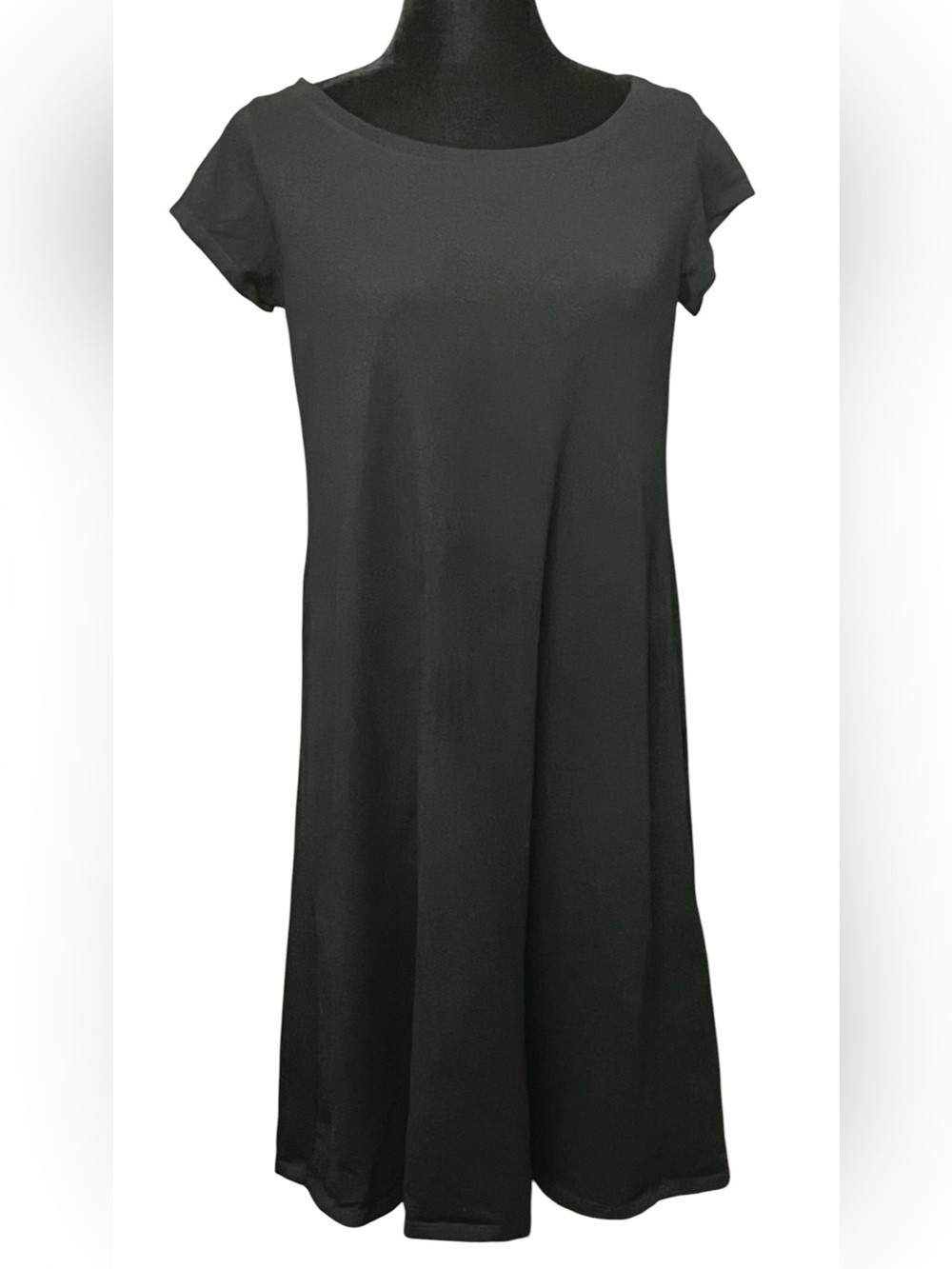 Eileen Fisher Black Organic Cotton T-Shirt Dress S